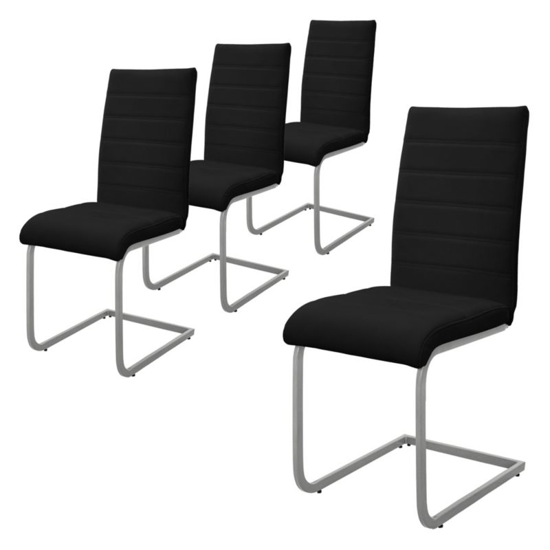 Krzesła do jadalni ML Design wspornikowe czarne skóra sztuczna fotele wysokie oparcie ergonomiczne komfortowe kuchni salon 4 szt