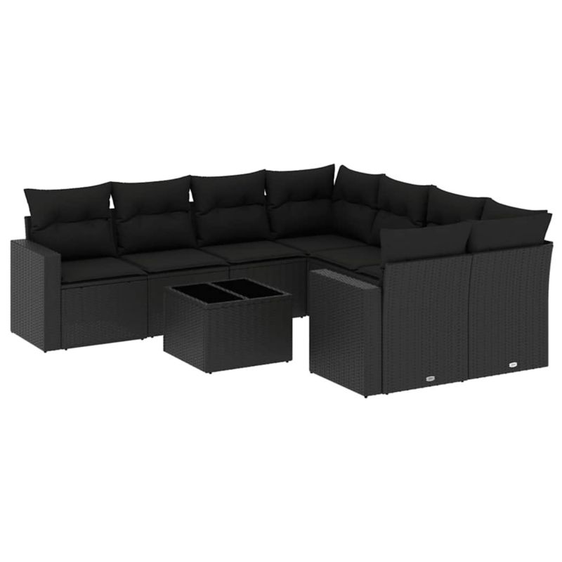 Zestaw mebli ogrodowych WaszeMeble 9-cz. z technorattanu czarny z poduszkami WM-3218745 1 kpl