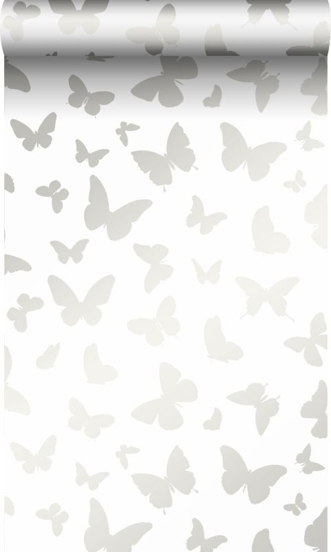 Tapeta Origin Wallcoverings motyle białym matowymIbłyszczącego srebra 53 cm x 10.05 m - 1 rol.