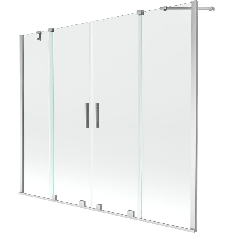 Parawan nawannowy przesuwany Mexen Velar chrom przezroczysty 180x150 cm 1 szt.