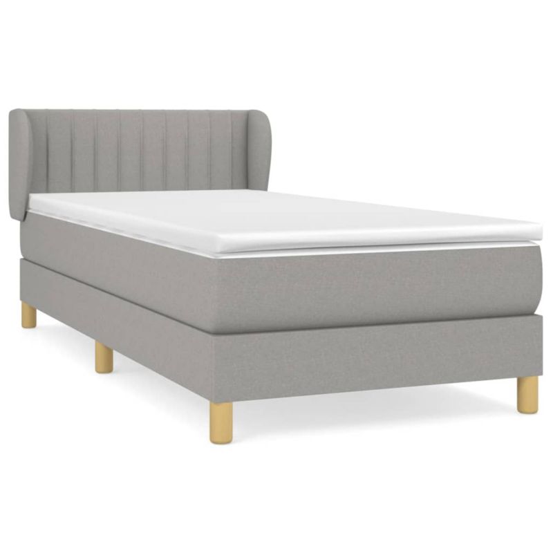 Łóżko z materacem WaszeMeble 90x190 cm Jasnoszary tkanina WM-3126925 1 szt.