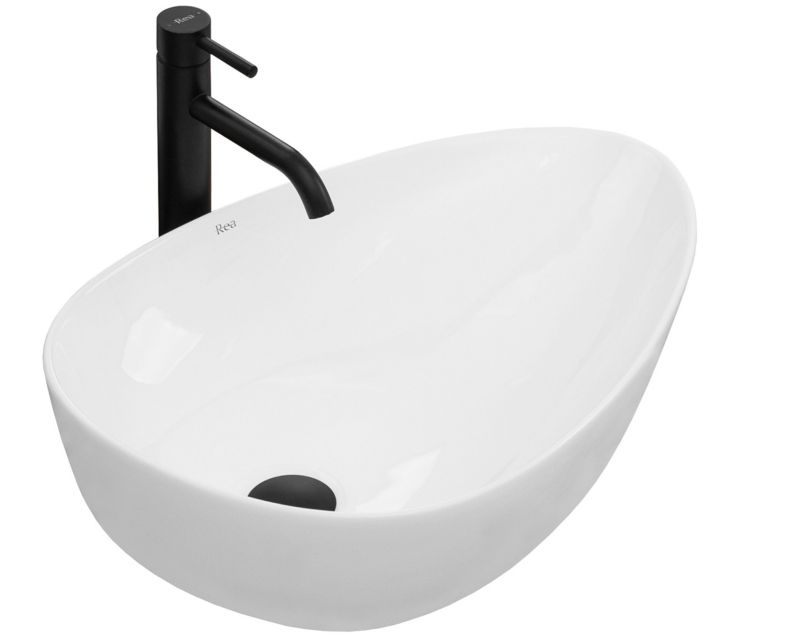 Umywalka Nablatowa Rea Greta 55 Owalna Biały 56X39X13Cm 1 Szt