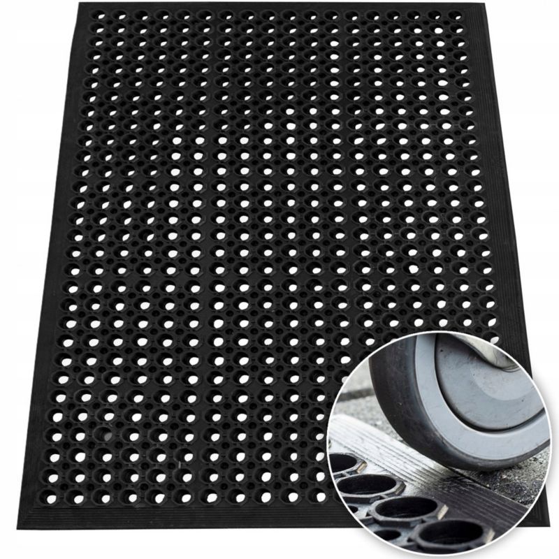 Wycieraczka ażurowa z najazdem Deco4Home gumowa pod drzwi 120 x 180 cm czarna 1 szt.
