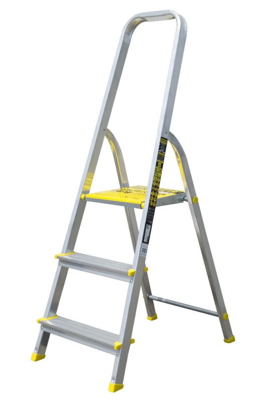 Drabina aluminiowa 3-stopniowa 150kg Bayersystem BS-DA3 profesjonalna 1 szt.