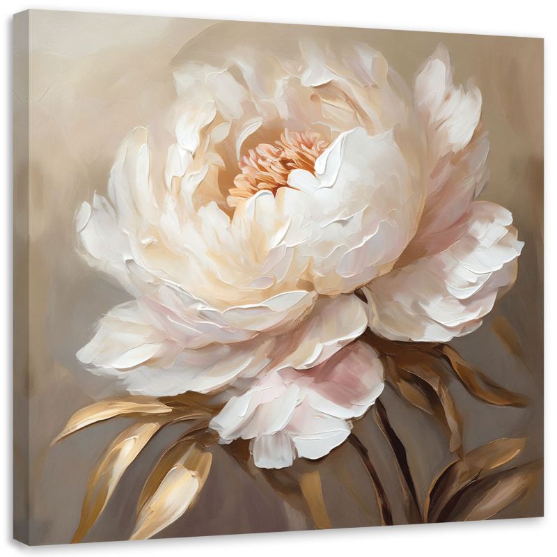 Obraz do salonu sypialni Feeby Piwonia Kwiaty Złoty 3D 60x60 cm 1szt