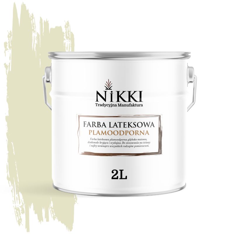 Farba Lateksowa Premium do Ścian i Sufitów Odporna na Plamy NIKKI Biel złamana w groszkowy H2476 Głęboki Mat 2L