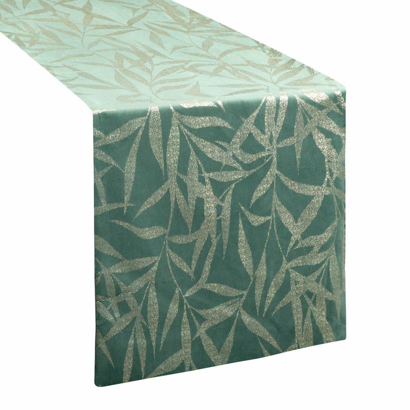 Bieżnik velvetowy BLINK 15 Eurofirany 35 x 220 cm ciemnomiętowy welwetowy z delikatnymi gałązkami 1 szt.