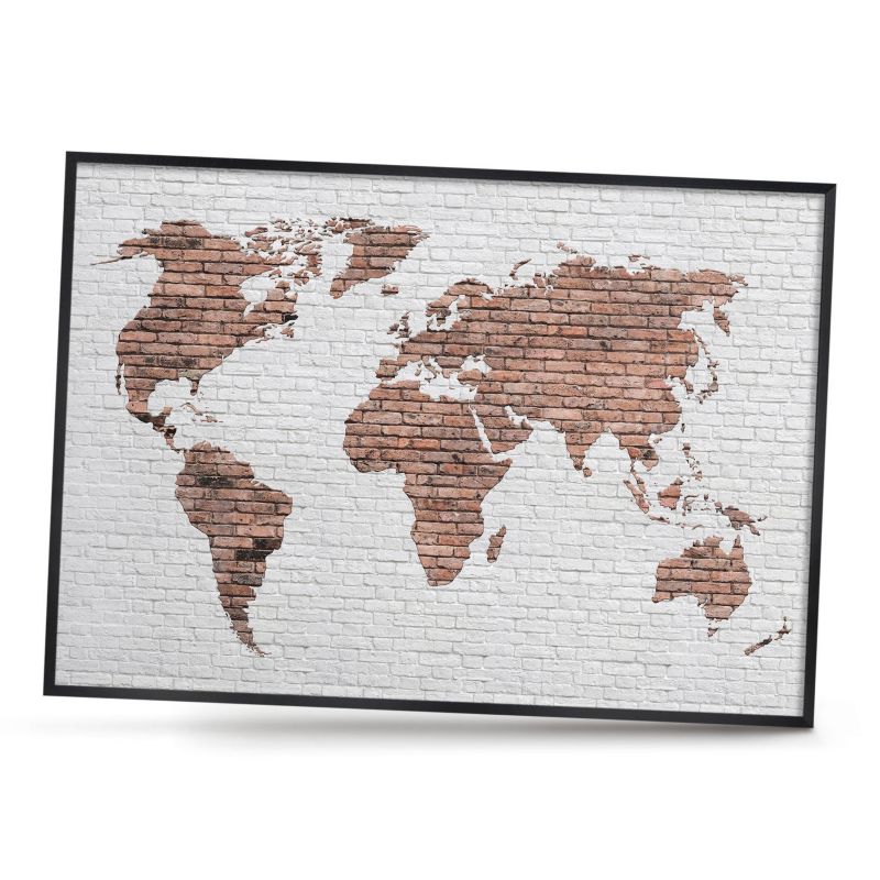 Magnetyczna tablica ozdobna ArtPrintCave 100x70 Ceglana mapa w czarnej ramie 1szt