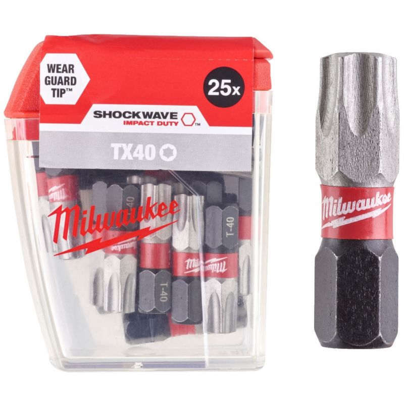Bit Udarowy MILWAUKEE TX40 25 mm KOŃCÓWKA MAGNETYCZNA WKRĘTARKI TORX 25 elementów 1szt.