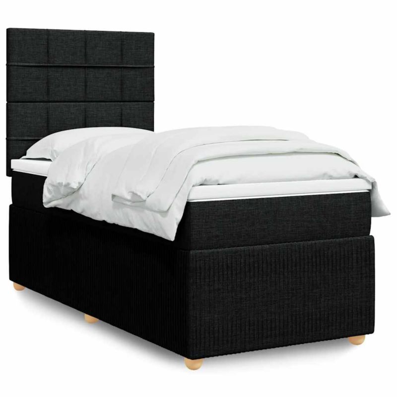 Łóżko z materacem WaszeMeble 80x200 cm Czarny tkanina z LED WM-3294185 1 szt.