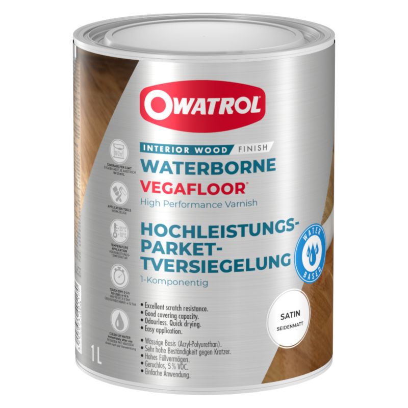 Lakier do podłóg na bazie wody Owatrol Vegafloor 1L satynowe 1 szt.