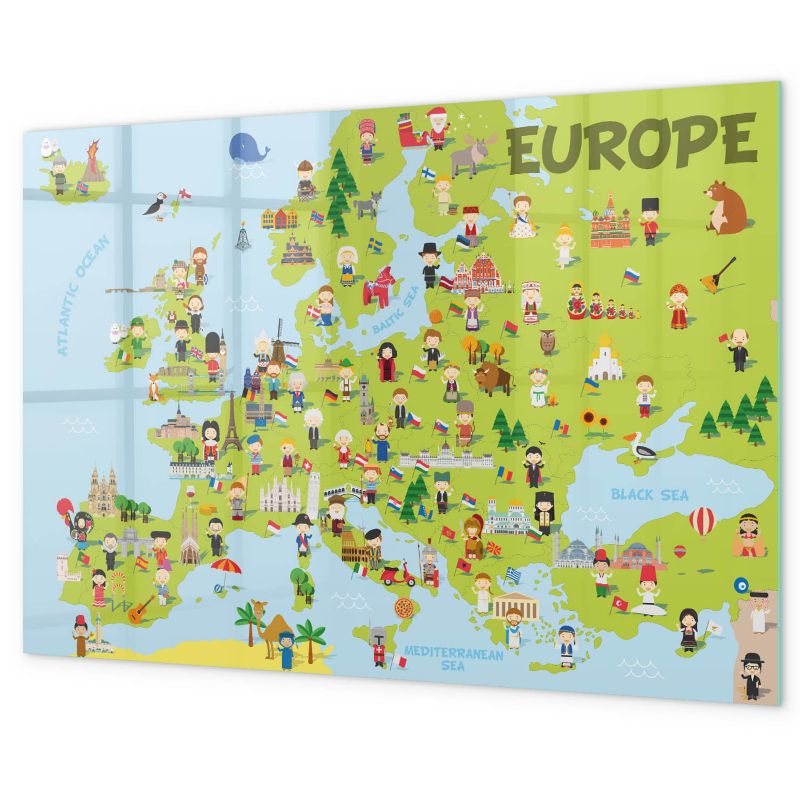 Tablica Do Rysowania Magnetyczna Tulup 90x60 cm Mapa świata z flagami Z magnesami, gąbką i Czarny marker 1 kpl