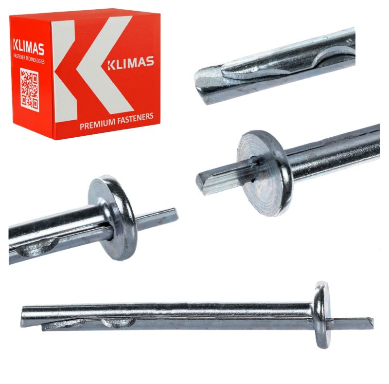 Kotwy metalowe wbijane rozporężne Klimas KRW 6x65 mm do betonu 100szt