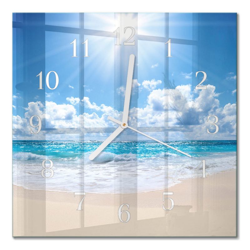 Designerski Zegar Ścienny Tulup 30x30 cm z Białymi Wskazówkami Morze 1 szt.