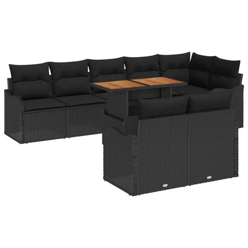 Zestaw mebli ogrodowych WaszeMeble 9-cz. z technorattanu czarny WM-3358214 1 kpl