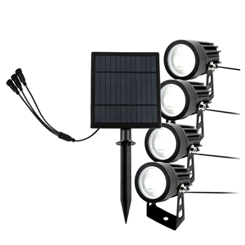 Lampa ogrodowa solarna LED HAND 4x350 lm 2 W 6000 K z czujnikiem ruchu IP44 czarny 1 szt.