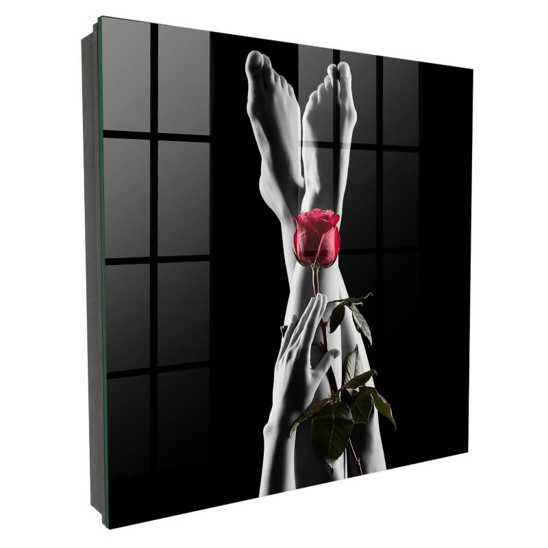 Szafka Na Klucze Tulup 30x30 cm Elegancja róży - Czarna - Otwierana na lewo 1 szt.