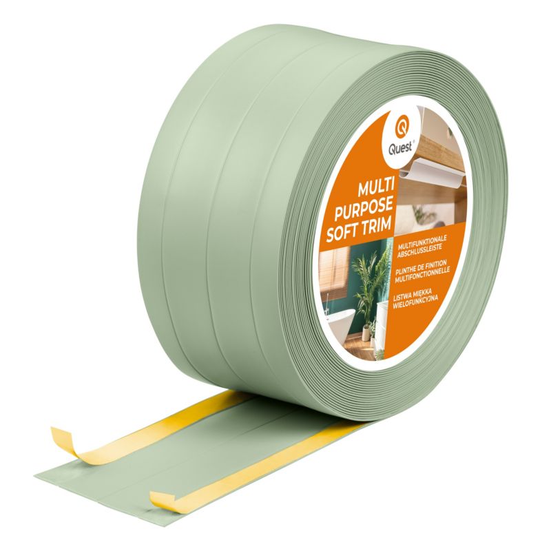 Listwa wykończeniowa samoprzylepna 4w1 PCV 95 mm QUEST, maskująca elastyczna listwa podłogowa - 25 m, jasnozielony, 1 szt.