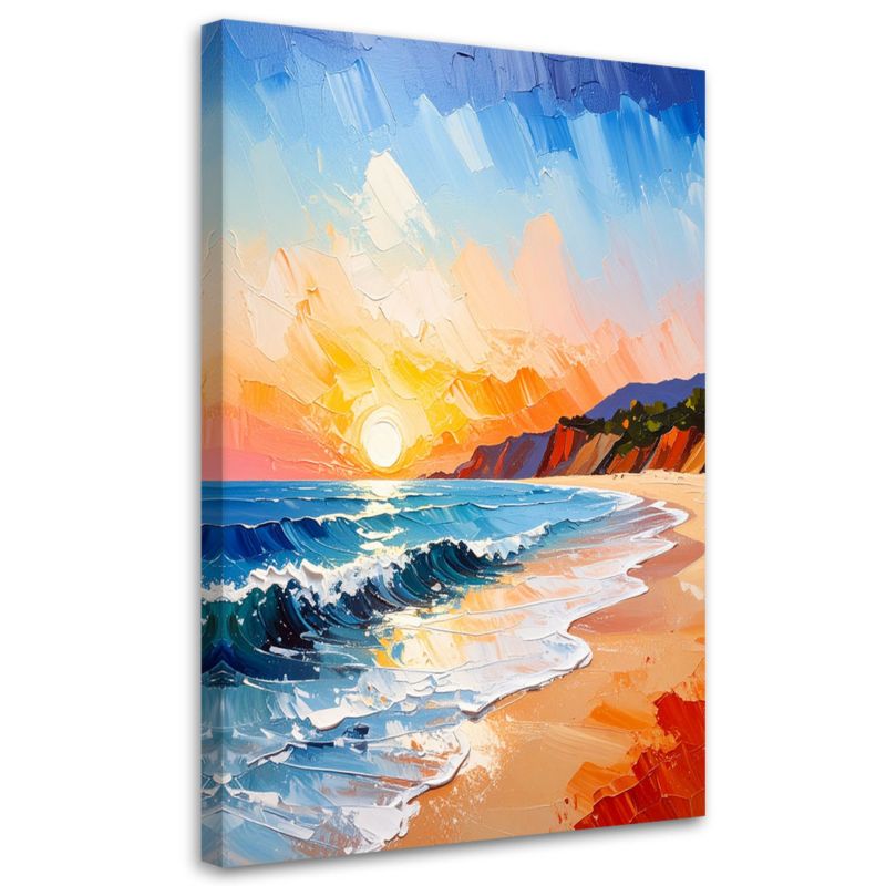 Obraz do salonu biura Feeby Pejzaż Morze Plaża Zachód słońca 40x60cm 1szt