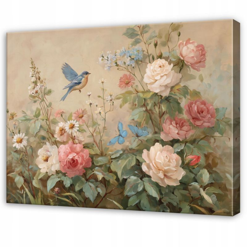 Obraz WALLARENA Do Sypialni Salonu Na Płótnie Kwiaty Vintage Kwiaty polne Beżowy 120x80 cm SPP16462O20 1 szt.