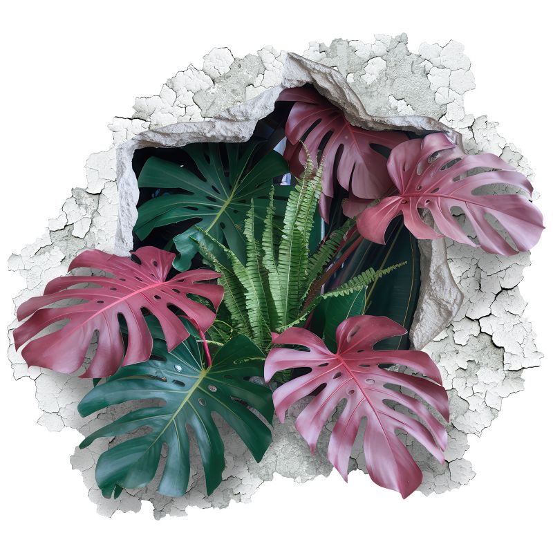 Naklejka dekoracyjna 3D Wallfluent Tropikalna kompozycja 130x118 cm Na ścianę szafę Wycinana po obrysie 1 rol.