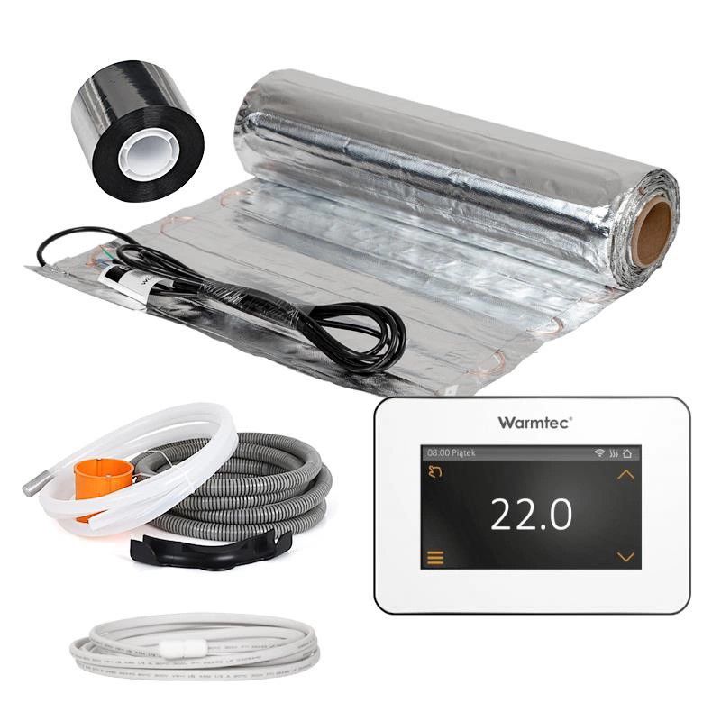 Mata grzewcza grzejna pod panele Warmtec 2,5m² 150W/m² WiFi zestaw regulator biały AL-25/XTS 1szt.