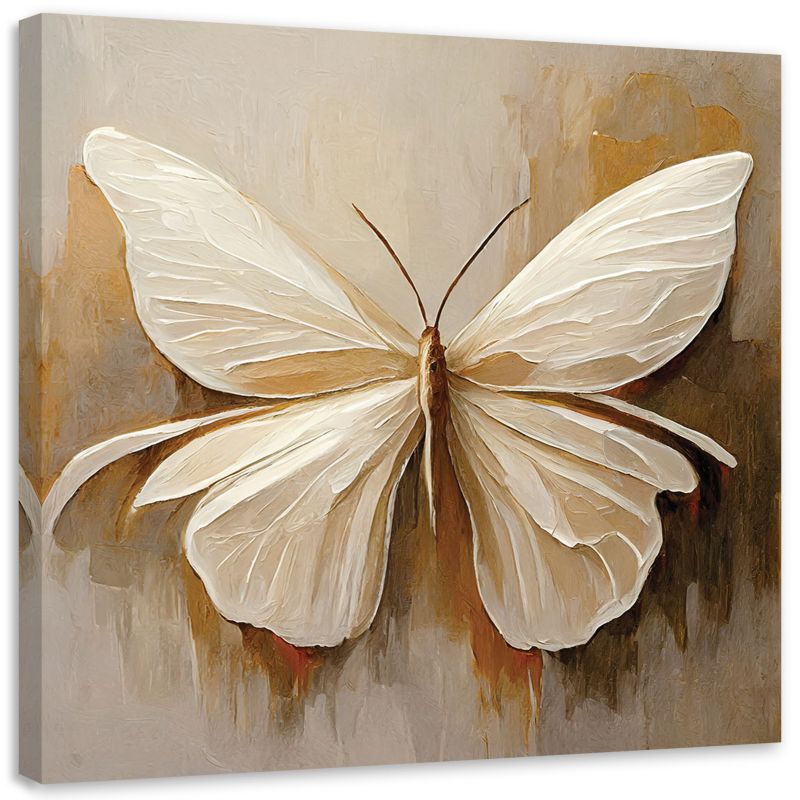 Obraz do salonu sypialni Feeby Motyl Beżowy Malowany 50x50 cm 1szt