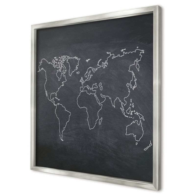 Tablica magnetyczna do salonu Wallfluent 50x50 świat kredowy w srebrnej ramie 1szt