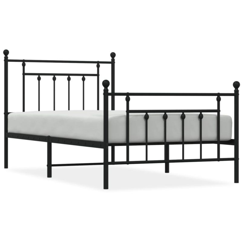 Łóżko metalowe WaszeMeble 100x190 cm z wezgłowiem czarne 1 szt.