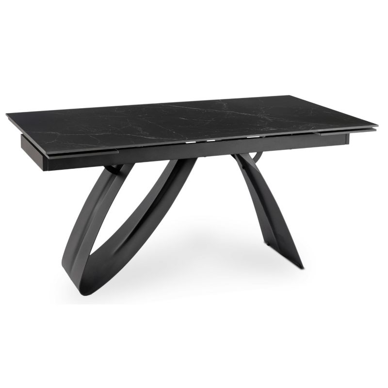 Stół Mebel Elite Rozkładany DEVON 160-220 cm Ceramiczny Czarny Marmur/Czarny 1 szt.
