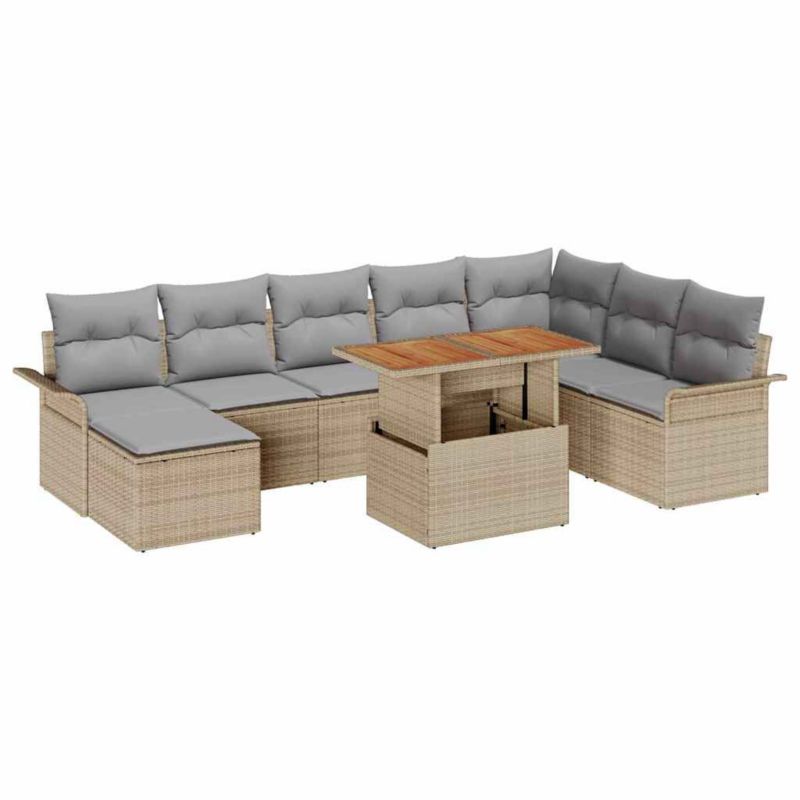 Zestaw mebli ogrodowych WaszeMeble 9-cz. z technorattanu beżowy WM-3358107 1 kpl