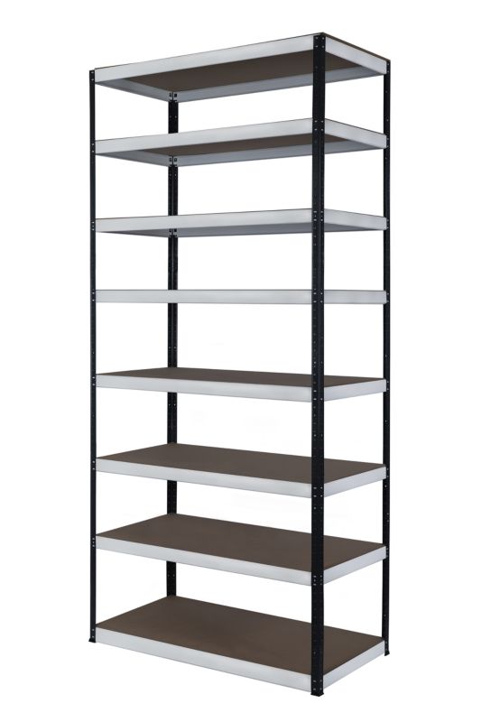 Regał metalowy MODO24 magazynowy czarno-biały helios 270x100x30cm 8 półek po 275 kg 1 szt.