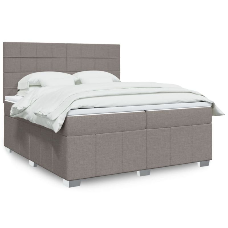 Łóżko z materacem WaszeMeble 200x200 cm Taupe tkanina z LED WM-3294079 1 szt.