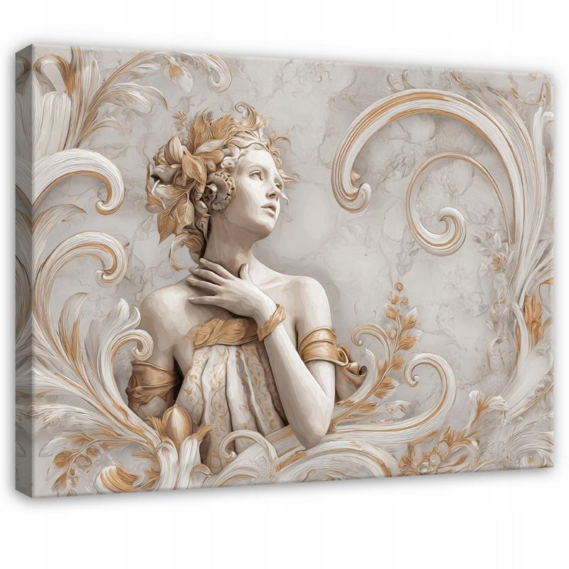 Obraz WALLARENA Do Sypialni Salonu Na Płótnie Kobieta Abstrakcja Marmur Beżowy 100x70 cm PP15968O1 1 szt.