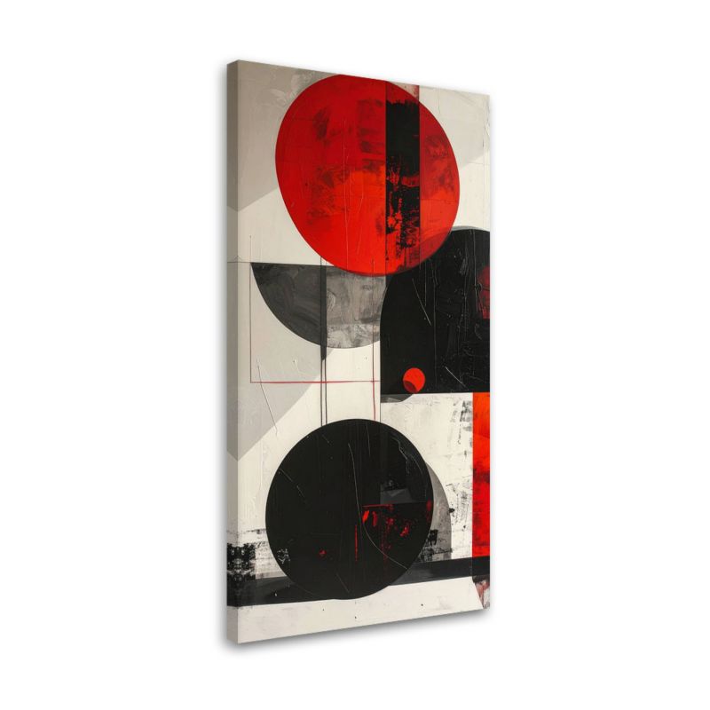 Obraz do salonu sypialni biura Feeby Abstrakcja koła geometryczne czerwony czarny 50x100cm 1szt
