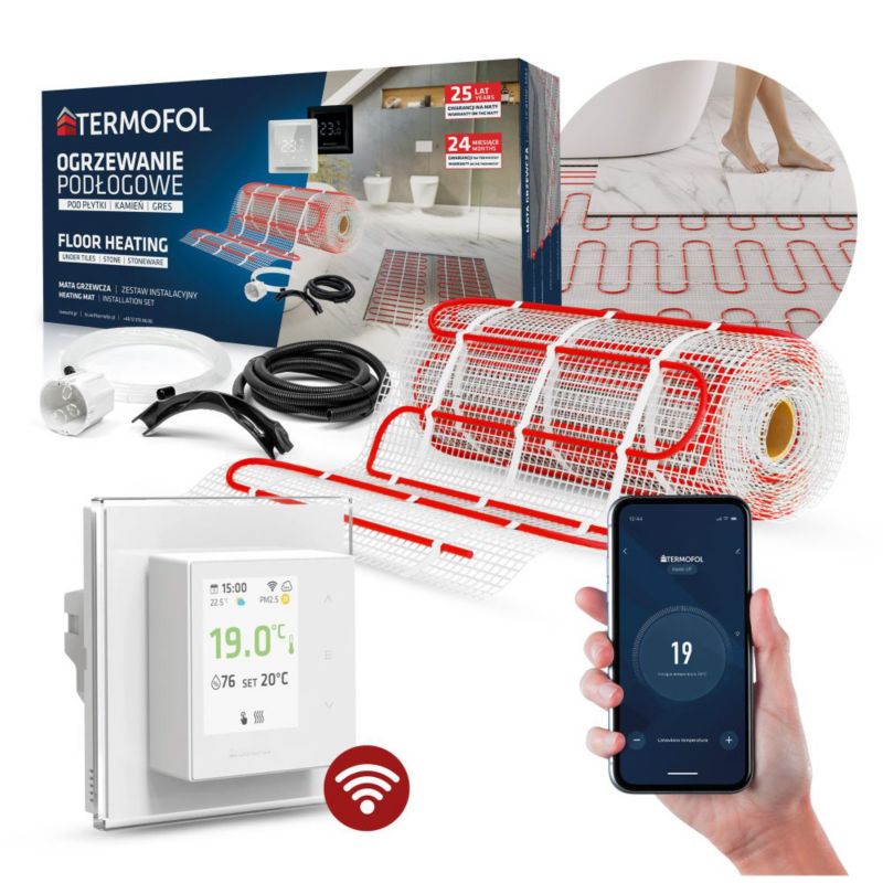 Zestaw mata grzewcza TERMOFOL moc 150W/m² szerokość 50 cm powierzchnia 3.5m² + termoregulator TF-H7 WIFI 1kpl