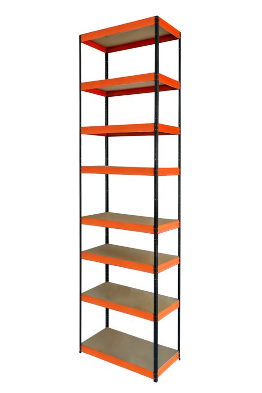Regał metalowy MODO24 magazynowy czarno-pomarańczowy helios 270x30x30cm 8 półek po 175 kg 1 szt.