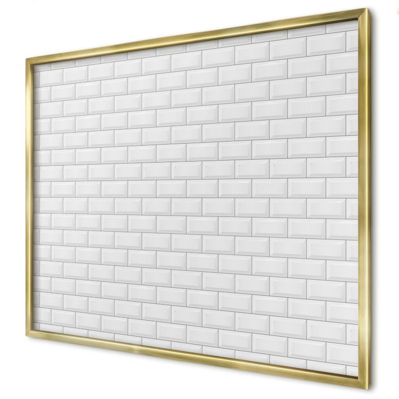 Tablica magnetyczna do salonu Wallfluent 80x60 Białe cegły w złotej ramie 1szt