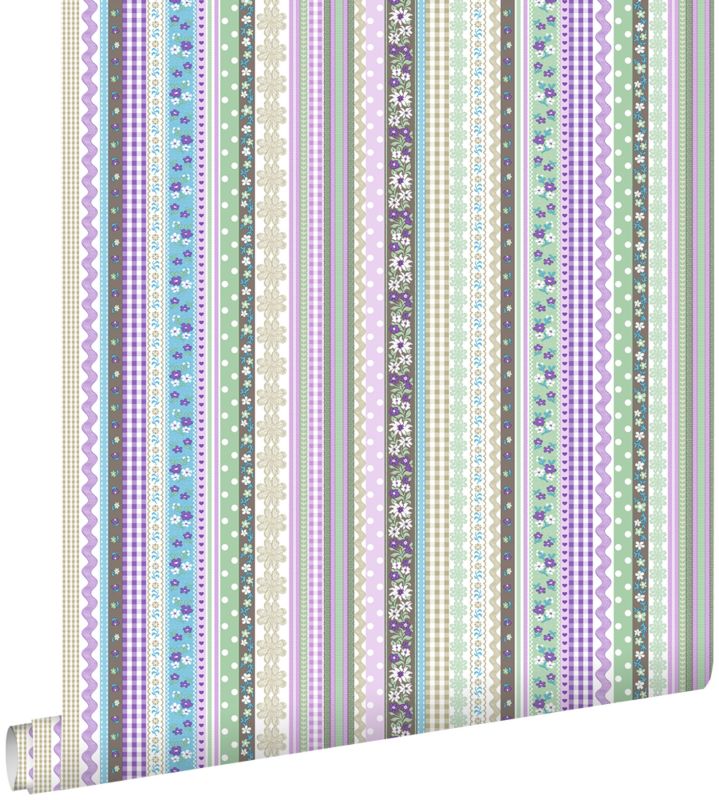Tapeta ESTAhome wstążki w pastelowych kolorach 53 cm x 10.05 m - 1 rol.