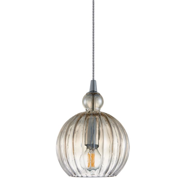 Lampa wisząca szklany barwiony klosz Italux Biron chromowana 1xE14x60W IP20 wym:120x15x15cm - 1 szt.