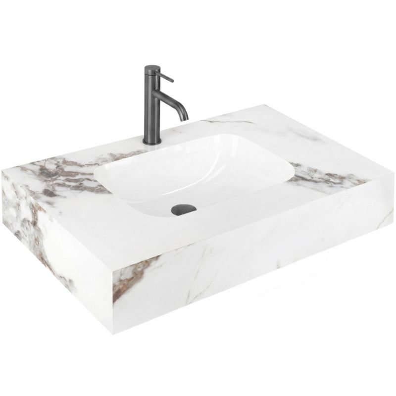 Umywalka Ścienna Rea Aresa Cold Jade 80 , Biały 80X50X16,5Cm 1Szt