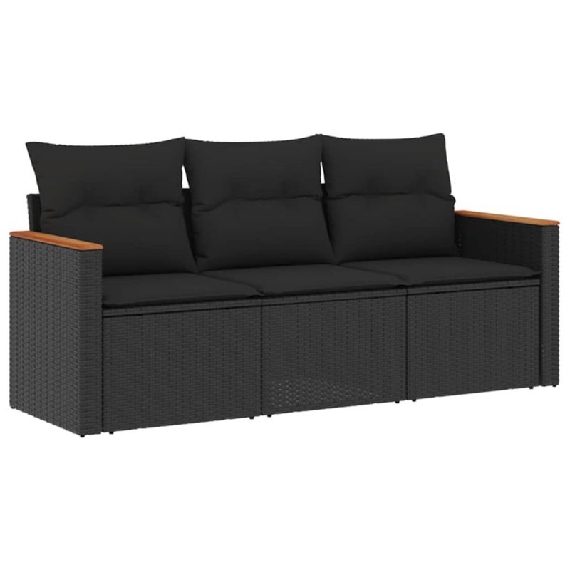 Sofa ogrodowa WaszeMeble z technorattanu czarna z poduszkami WM-3258156 1 szt.