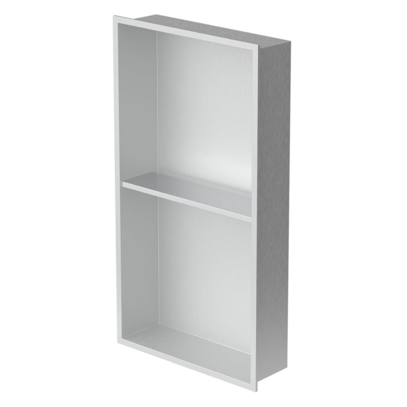 Nisza ścienna LuxeBath stal nierdzewna 30x60x10 cm podwójna półka prysznicowa z ramą wbudowana organizer akcesoria srebrna 1 szt