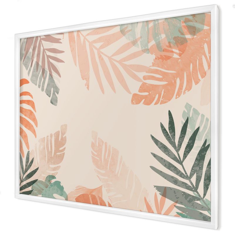 Tablica magnetyczna dekoracyjna Wallfluent 80x60 Tropikalne liście w białej ramie 1szt