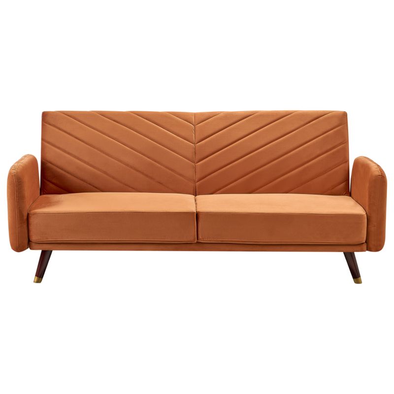 Sofa rozkładana dla 3 osób Senja Welur Pomarańczowy 1 szt.