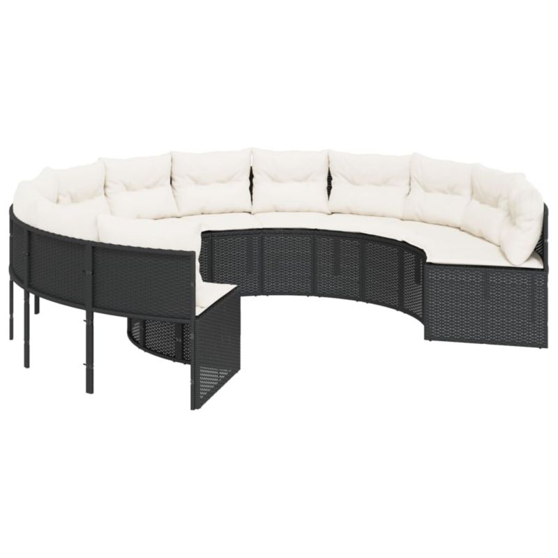 Sofa ogrodowa WaszeMeble z technorattanu czarna z poduszkami WM-3318540 1 szt.