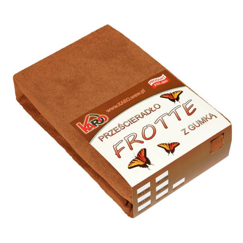 Prześcieradło frotte z gumką KARO 120x200 brązowe 1 szt.