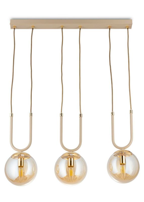 Lampa wisząca Mora HowHomely beżowa szkło 3xE14 1 szt.