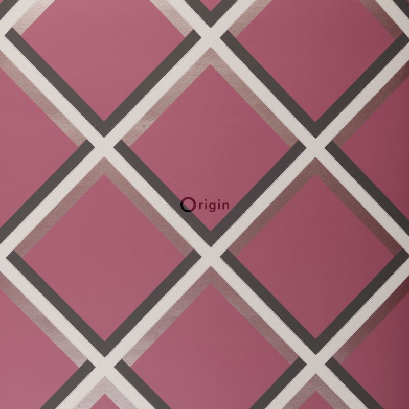 Tapeta Origin Wallcoverings figury geometryczne bakłażanowym fioletowym 52 cm x 10.05 m - 1 rol.