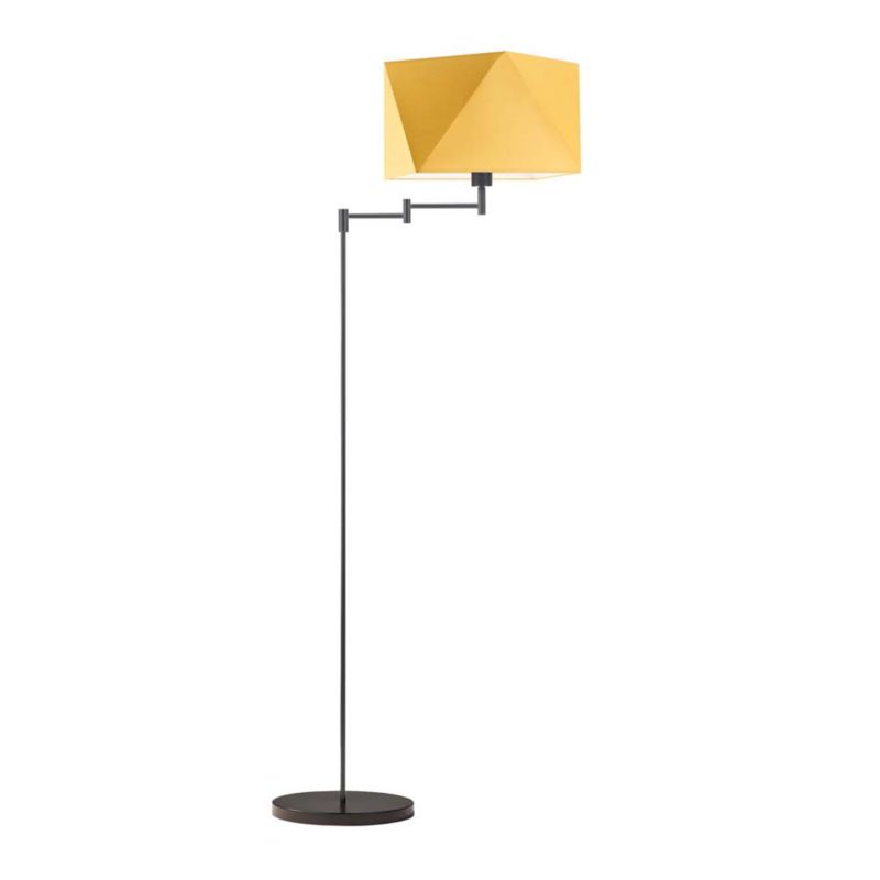 Lampa stojąca Volta Light Factory podłogowa przegubowa regulowana z abażurem musztardowy diament BURNE 1szt.